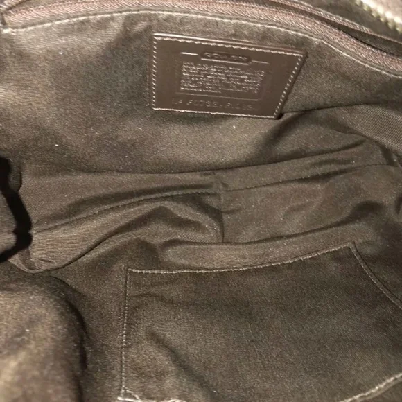 Coach Signature Logo Suede Womens Brown Tan Hobo Shoukder Bag Purse F0732-F10924 - Picture 10 of 12